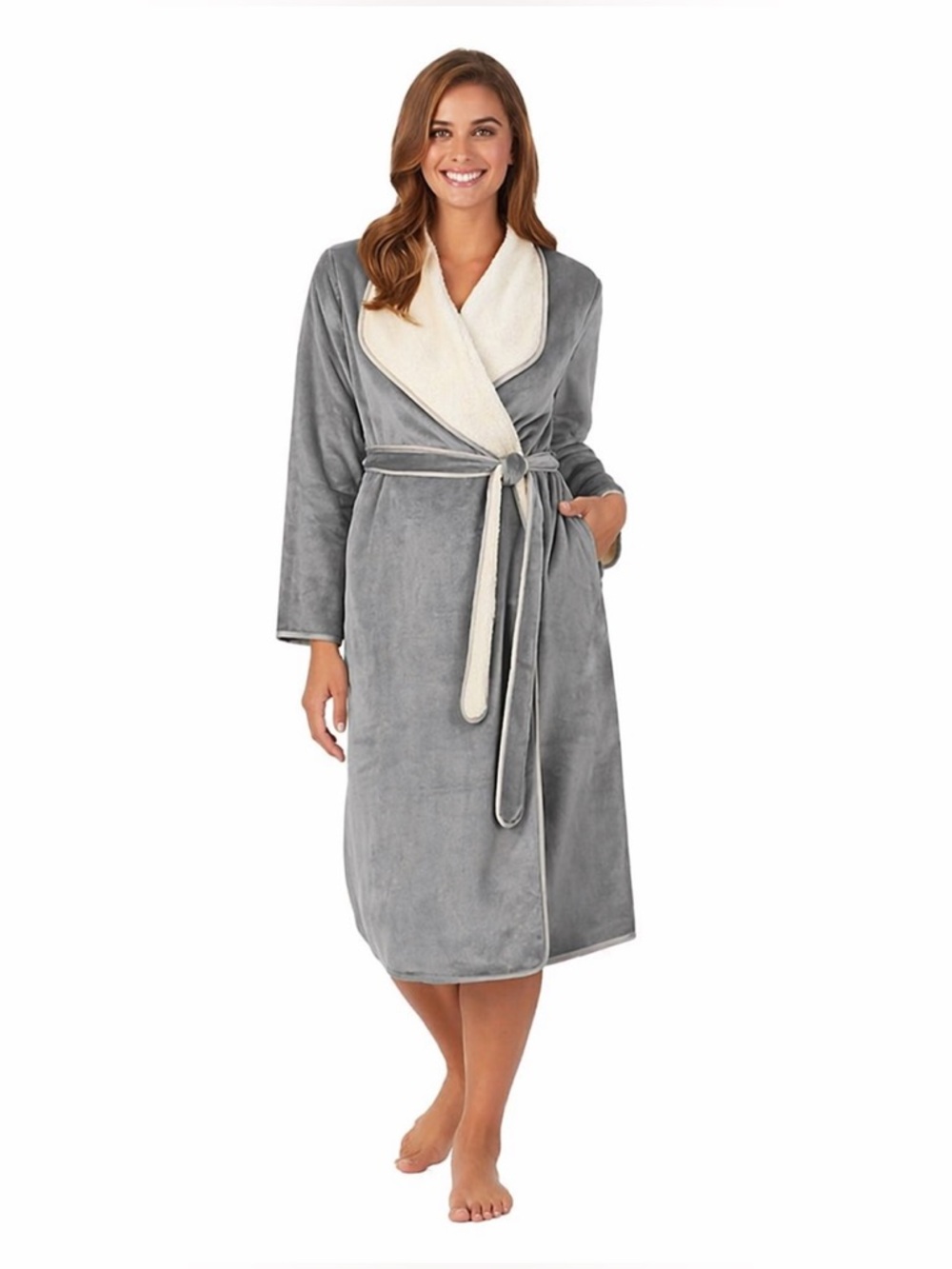 Koolaburra by UGG Plush Robe 2X Grey Pockets Spa Pamper